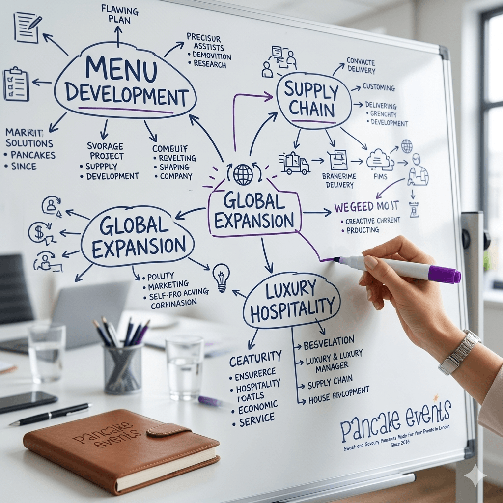 hospitality-consulting-whiteboard-menu-development-global-expansion pancake catering franchise London, Franchising