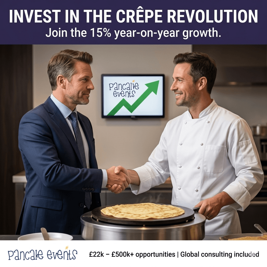 invest-crepe-revolution-15-percent-growth-poster-22k-500k pancake catering franchise London, Franchising